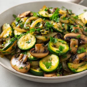 Sautéed zucchini, mushrooms and onions topped with Parmesan cheese.