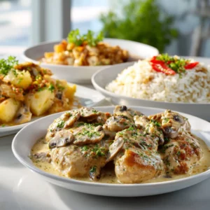 Juicy garlic butter chicken with golden seared edges on a modern plate.
