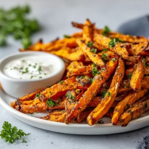 Cajun-style air fryer sweet potato fries with spicy seasoning and crispy edges.