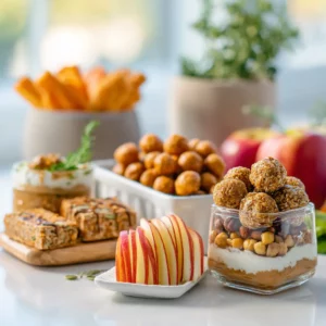 Healthy snack prep ideas for kids with apples, pumpkin, and fall flavors.