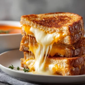 Grilled cheese with tomato slices inside and crispy edges.