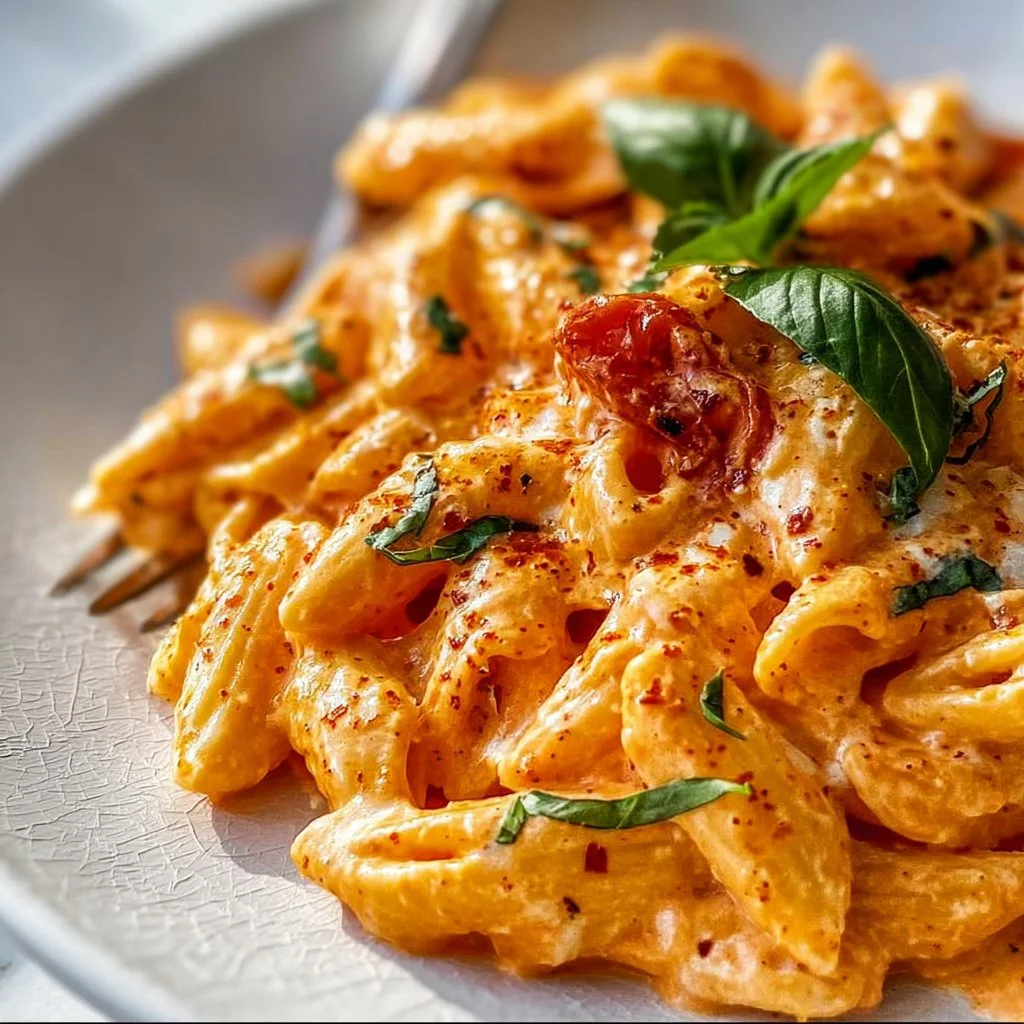 Creamy tomato ricotta pasta dish served in a bowl