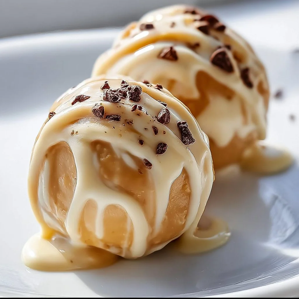 Frozen Greek yogurt peanut butter bites served in a bowl.
