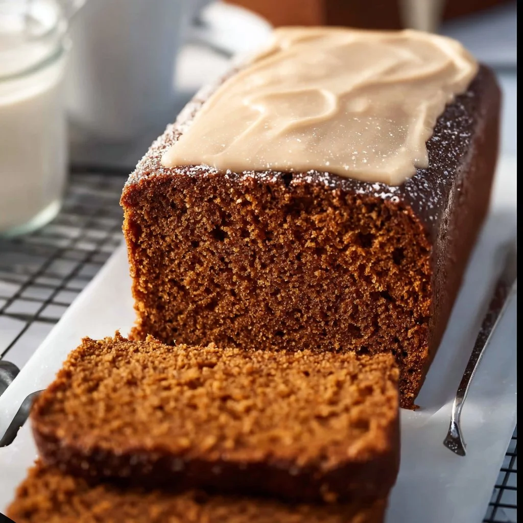 Delicious gingerbread loaf with spices and a golden-brown crust.