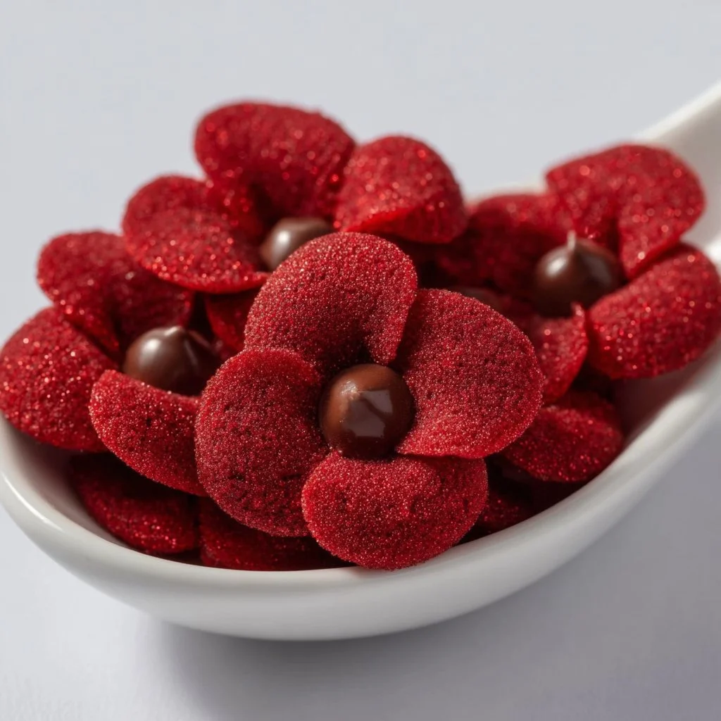 Hershey's Red Velvet Blossoms with creamy frosting and vibrant red color