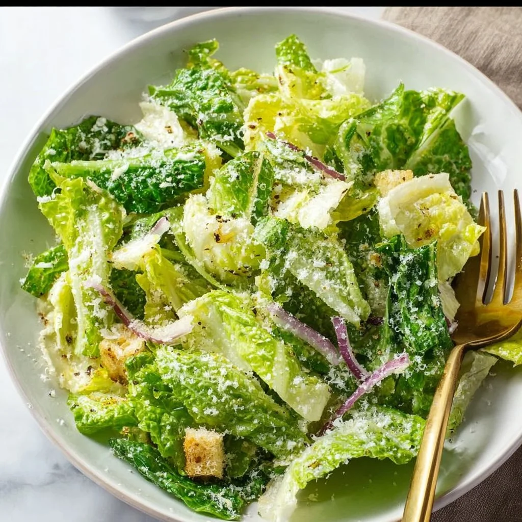 5-Minute Lemon Parmesan Lettuce Salad with fresh ingredients