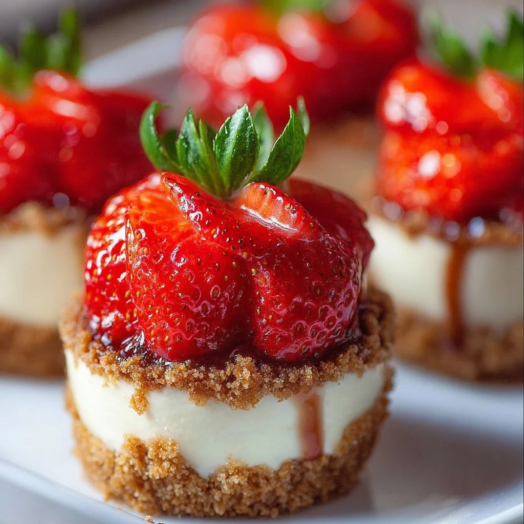 Delicious cheesecake stuffed strawberries ready to be enjoyed as a sweet dessert.