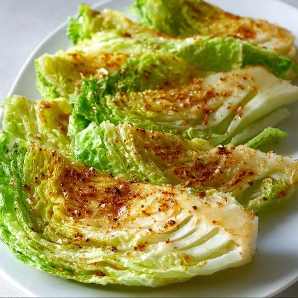 Crispy air fryer cabbage wedges served on a plate