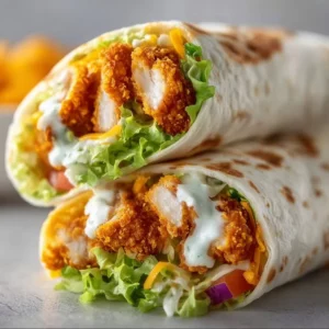 Crispy Chicken Ranch Snack Wrap with fresh ingredients and crispy chicken.