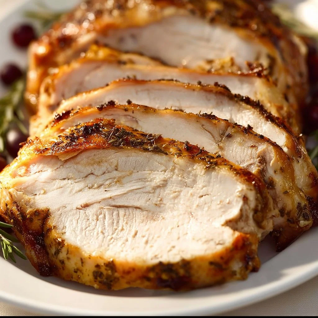 Crock pot bone-in turkey breast cooked to perfection