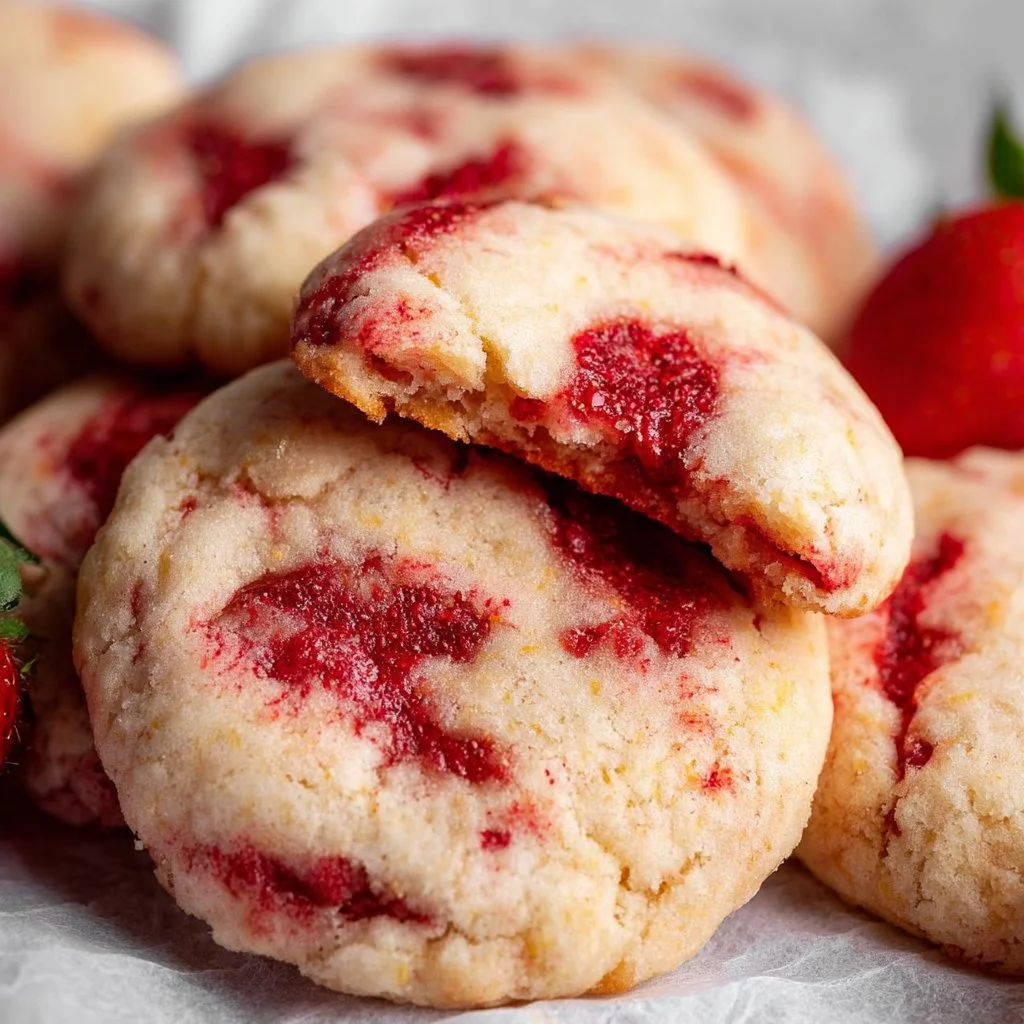 Delicious Strawberry Cheesecake Cookies on a serving plate