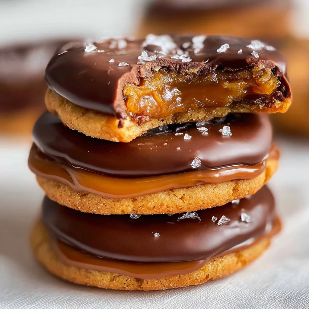 Delicious Twix-Style Cookies topped with chocolate and caramel