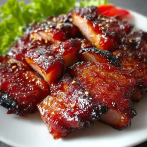 Barbecued Pork Chicken 4 Delicious barbecued pork chicken served on a plate with fresh herbs