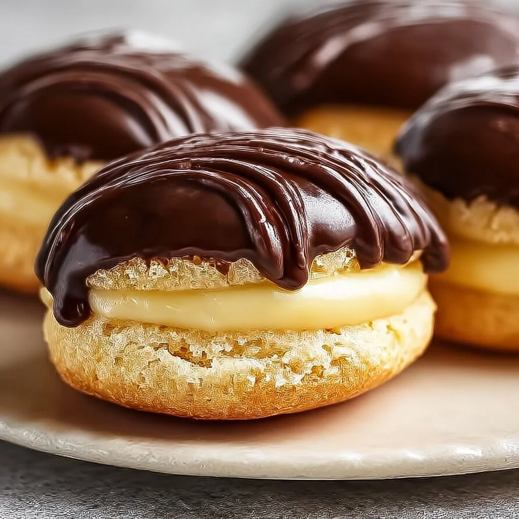 Delicious Boston Cream Cookies with creamy filling and chocolate topping