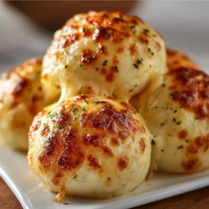 Buttery Garlic Cheese Bombs 3 Buttery garlic cheese bombs fresh out of the oven, golden and cheesy