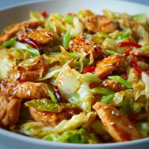 Chinese Chicken Cabbage Stir-Fry 4 Delicious Chinese Chicken Cabbage Stir-Fry in a pan