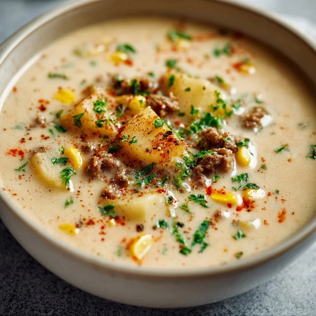 Creamy gluten-free slow cooker soup simmering in a pot