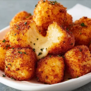 Easy Fried Cheese Bites 4 Delicious crispy fried cheese bites served on a plate