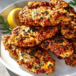 Flavorful Mediterranean Chicken Tenders 4 Plate of flavorful Mediterranean chicken tenders seasoned with herbs and spices