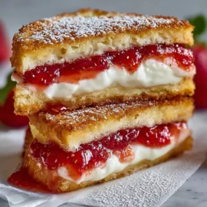 Fried Strawberry Cheesecake Sandwiches 4 Fried Strawberry Cheesecake Sandwiches served with fresh strawberries