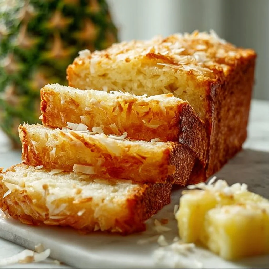 Deliciously baked Pineapple Coconut Bread with tropical flavors