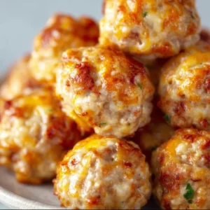 Delicious Rotel cream cheese sausage balls served as an appetizer