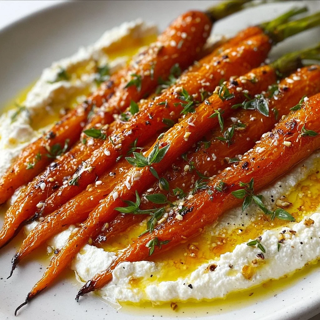 Oven-roasted carrots garnished with herbs and spices, a delicious side dish