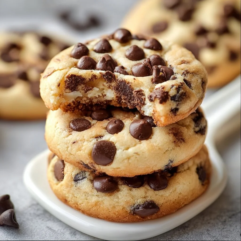Delicious chocolate chip cheesecake cookies on a plate