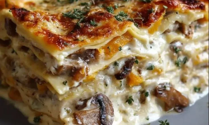 Lasagnes à la Courge Butternut et Champignons 4 Lasagnes à la courge butternut et champignons, plat savoureux et réconfortant